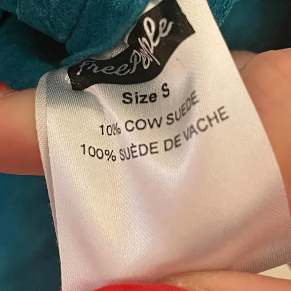 Free People Retro Love Suede Dress Teal Size Small - Image 8