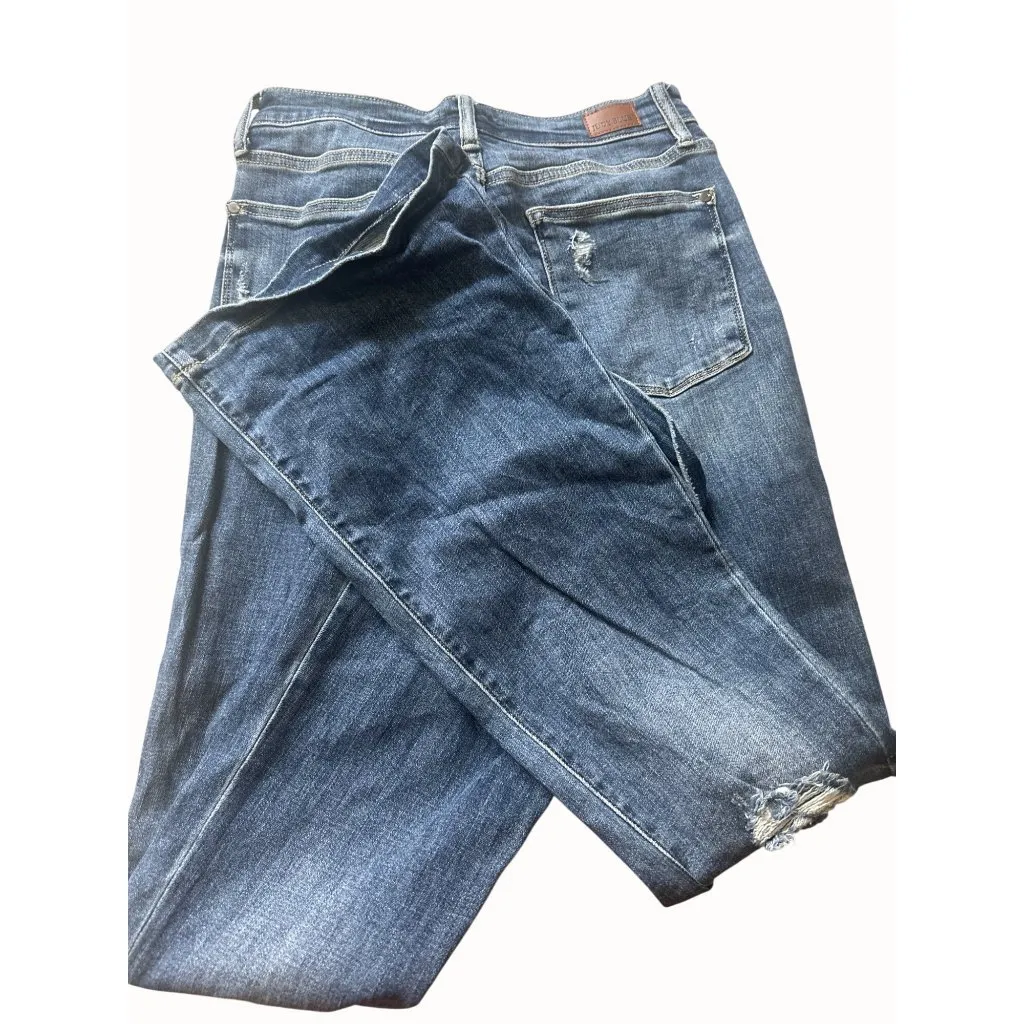 Judy Blue Womens Distressed Trouser Flare Jeans Size 11/30 Med Wash Cotton Blend - Image 10