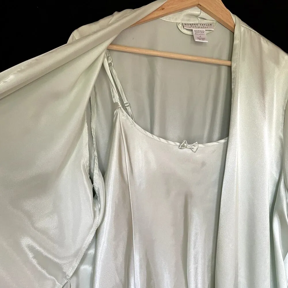 Morgan Taylor Intimates light sage green robe and slip dress set women's size L Size L - Image 5