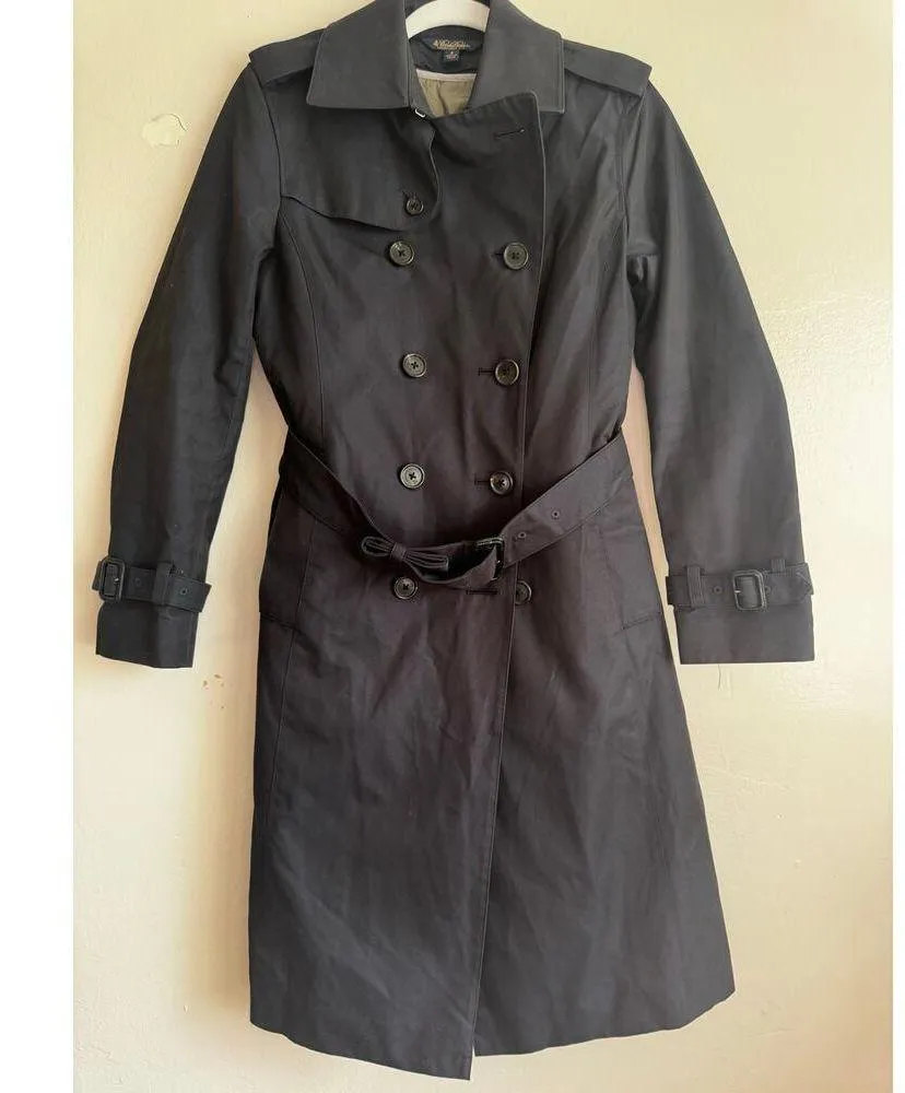 Brooks Brothers Women’s wool / cotton Classic Trench Coat Navy Blue size 4 - Image 7