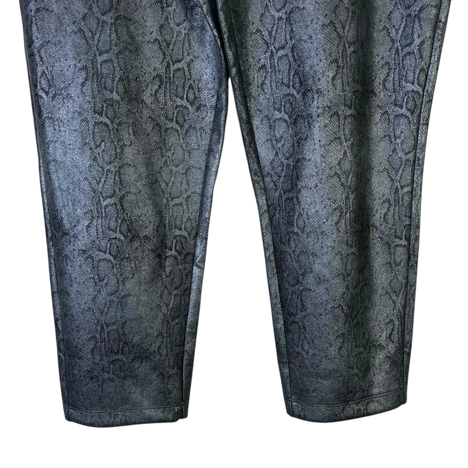 Dennis Basso Snake Print Leggings Womens XL Gray Glam Moto Biker Rocker Skater - Image 5