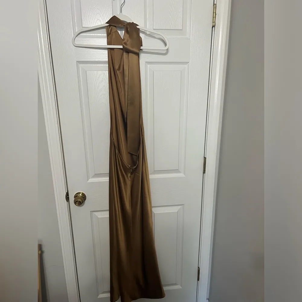 AEXAE Silk Maxi Dress in Light Brown Size XS - Image 6