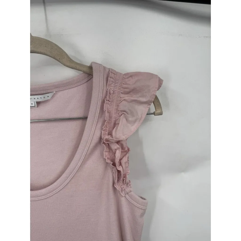 The Nine By Hatch Ribbed Ruffle Knee Length Dress Women Medium Pink - Image 8