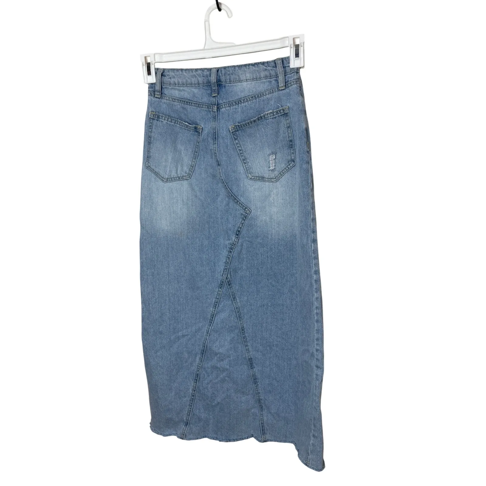 RSQ Women's Blue Denim Maxi Skirt High Rise Slit Size‎ 24 - Image 6