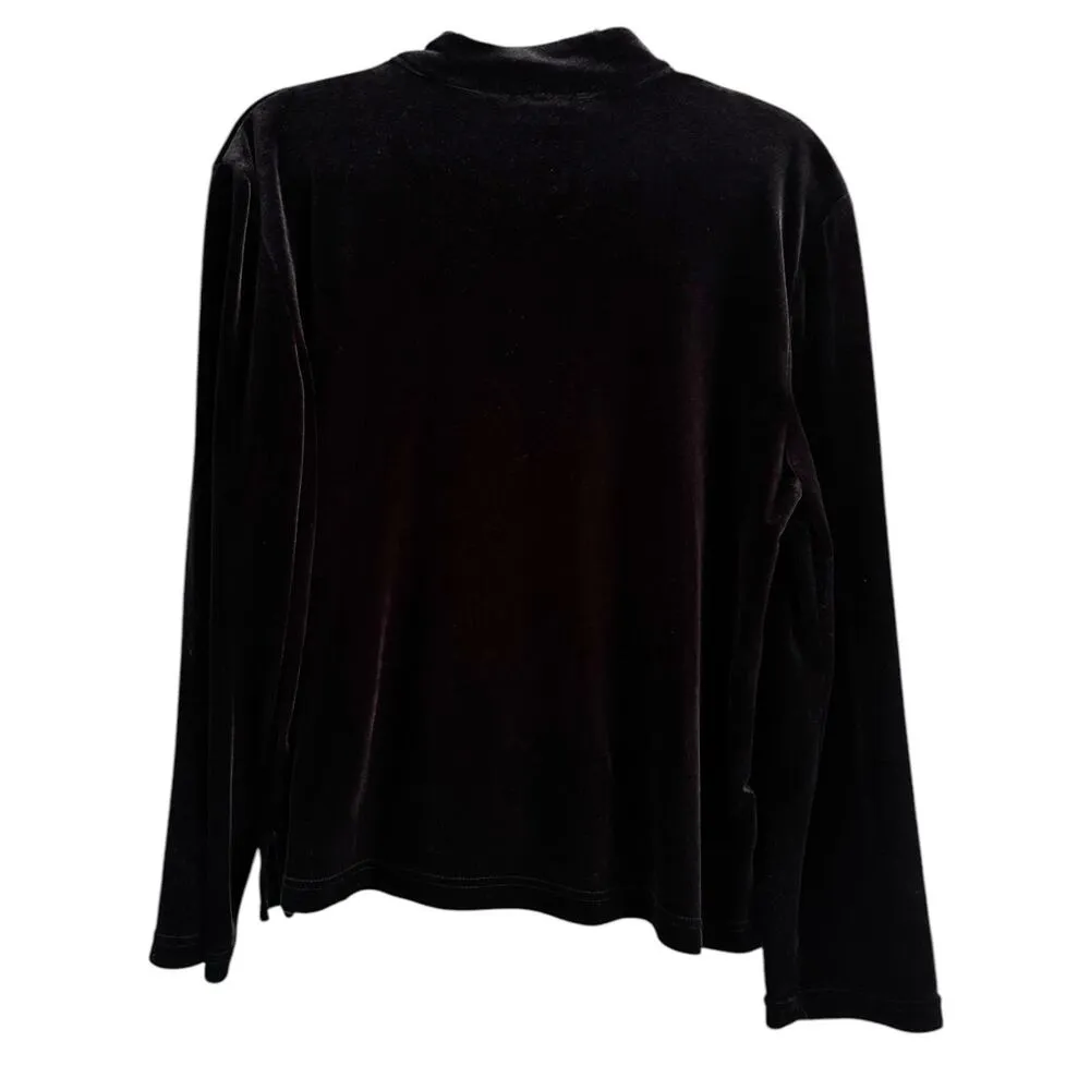Blair Black Velvet Cropped Button Front Blouse Size Small Whimsygoth Retro Witch - Image 5