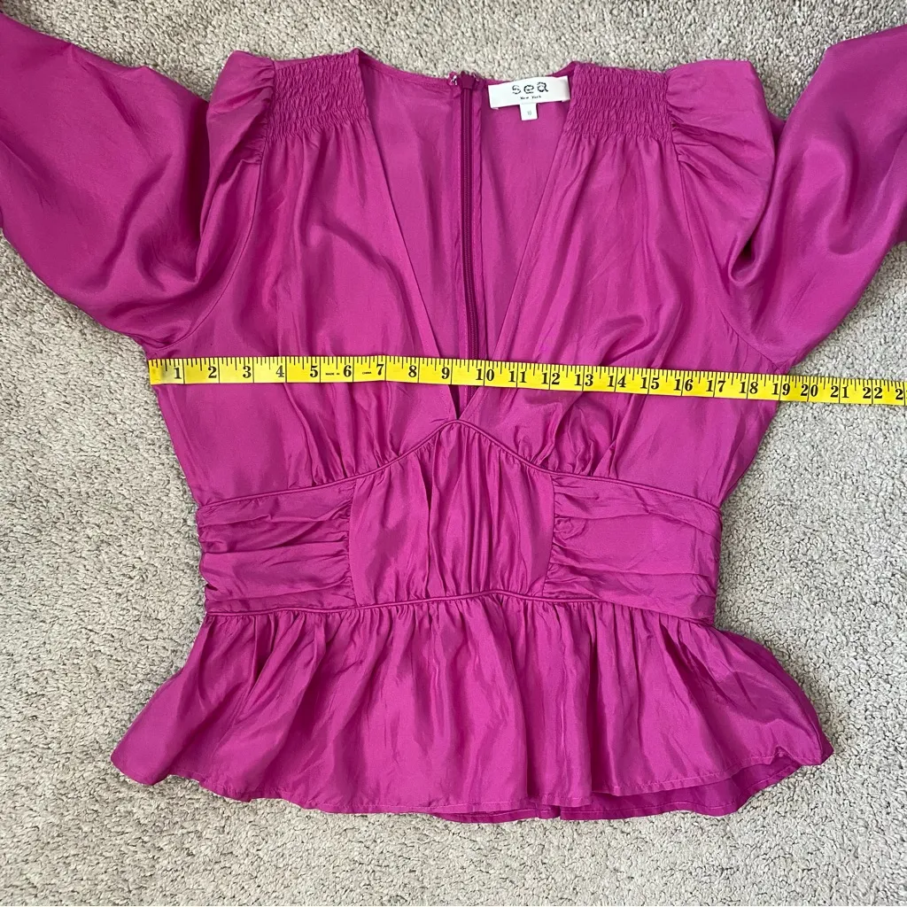 Sea New‎ York Fabiola Silk Peplum Blouse Pink 10 - Image 8