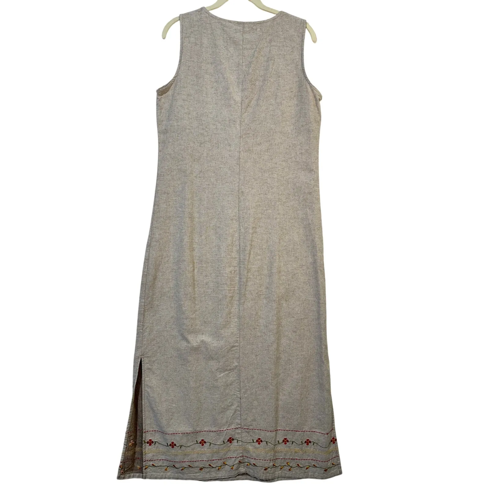 Dress Barn Maxi Floral Embroidery Double Side Slit Farmhouse Cotton Dress Size 8 - Image 5