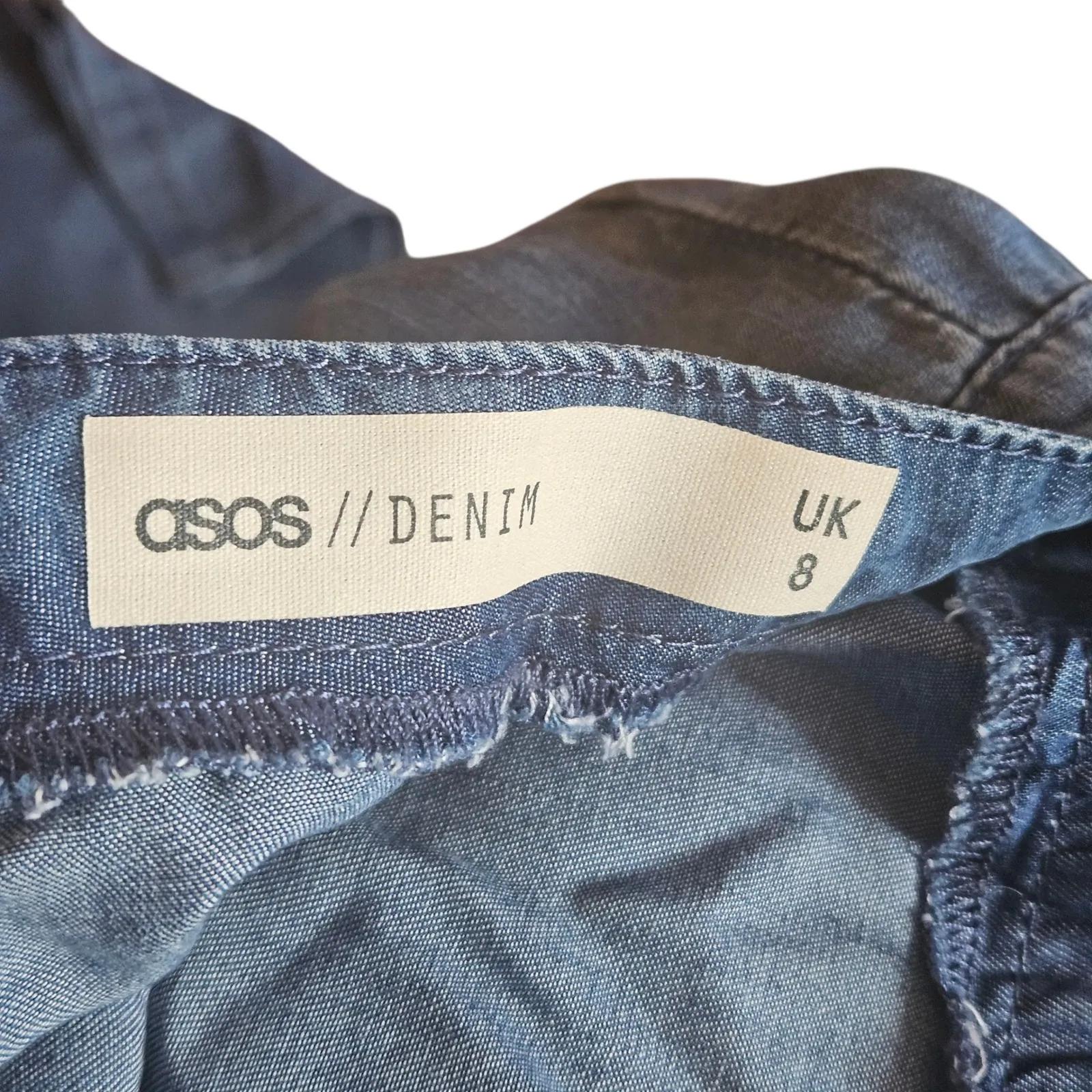 ASOS Denim Blue Spaghetti‎ Strap Wide Leg Jumpsuit UK 8 Casual - Image 4