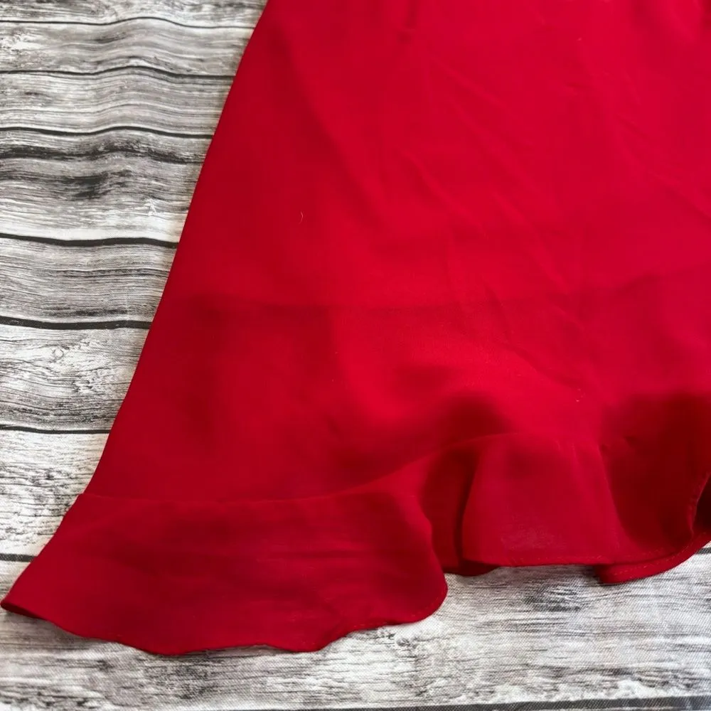 Breakin' Loose Women Faux Wrap Asymmetrical Dress Ruffle 9 10 Bright Red Vintage Size undefined - Image 6