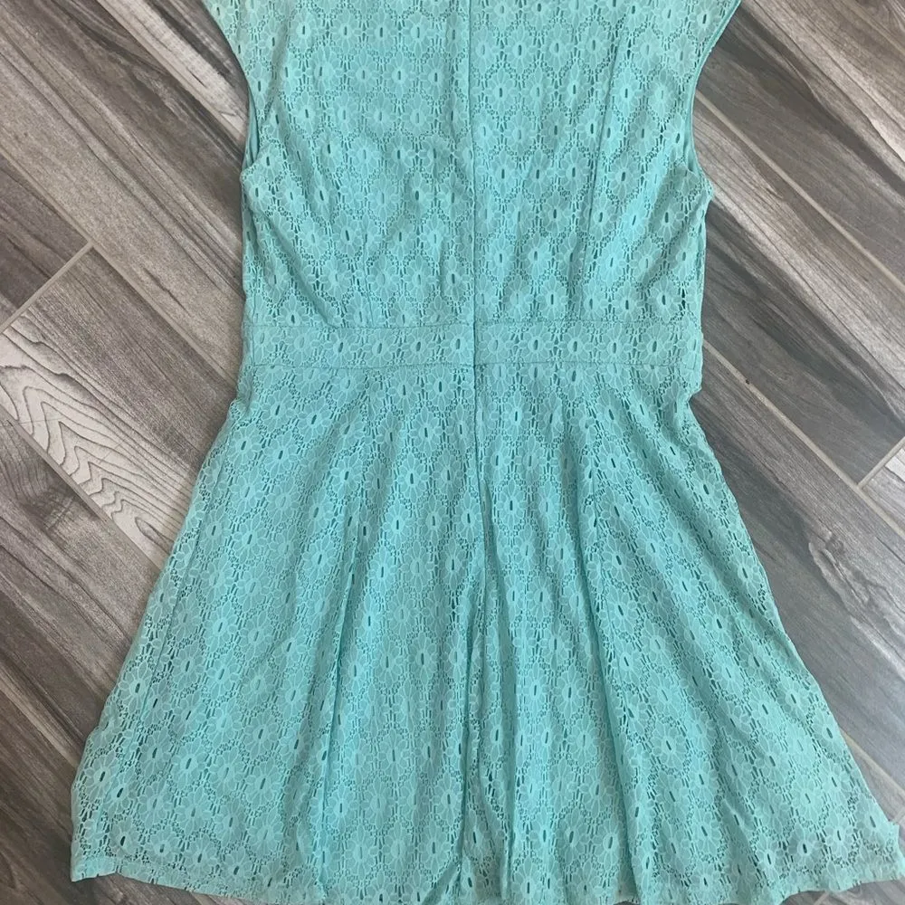 Forever 21 Large Blue Eyelet Fit & Flare Dress Sundress Easter Spring Milkmaid - Image 2
