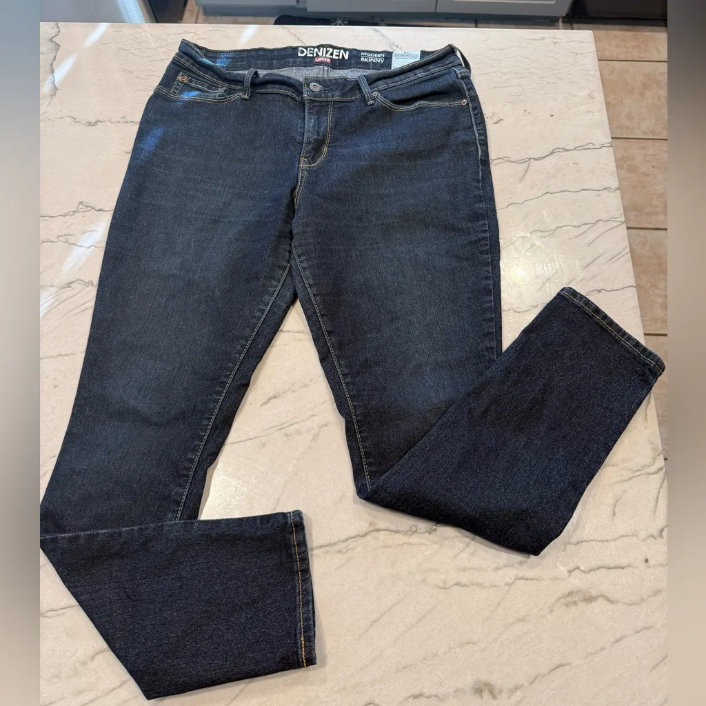 Levi’s Denizen Modern Skinny Jeans Dark Wash Size 12M Stretch Denim - Image 16