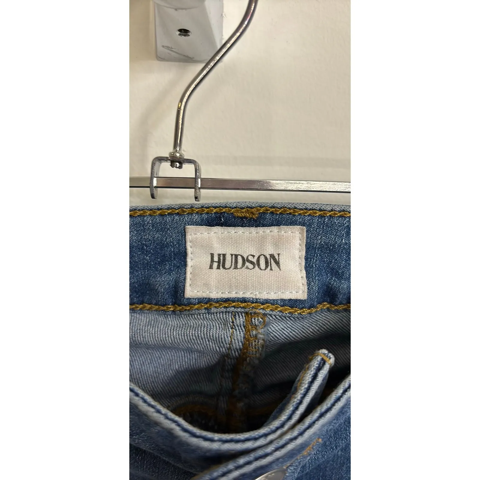 Hudson Jeans Womens 32 Blue Bacara Straight Leg Crop Cuffed Distressed Knee - Image 3