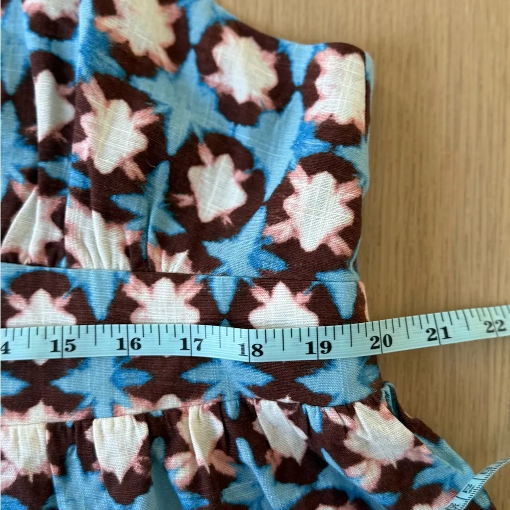 NEW Loft XL Sunwashed Blue Brown Floral Peplum linen Cami Tank Top Bloques T1999 - Image 10