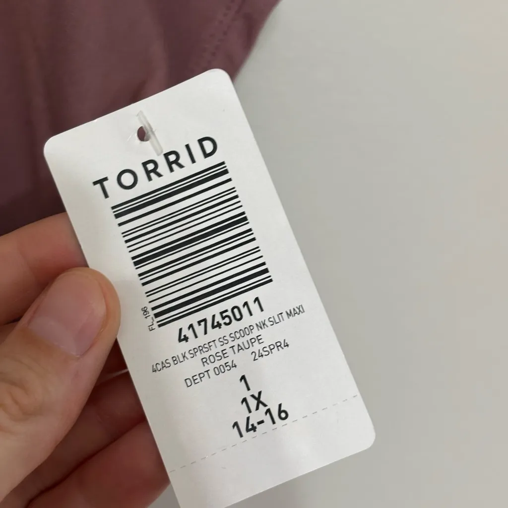 NWT Torrid Maxi Super Soft Scoop Neck Slit Dress in Rose Taupe - Size 1X - Image 6