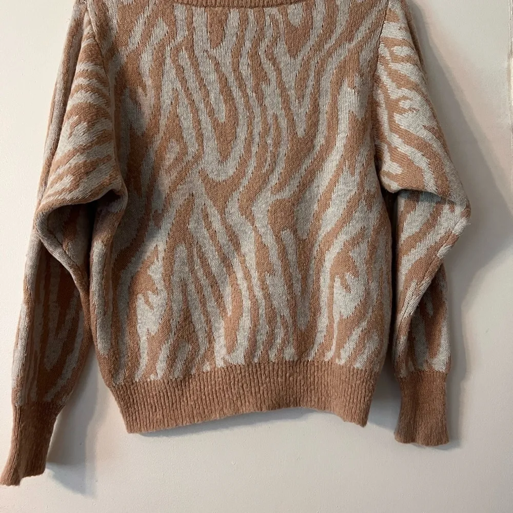 Rebecca Taylos Tiger Stripe Merino Wool Alpaca Cotton Blend Sweater Small - Image 3
