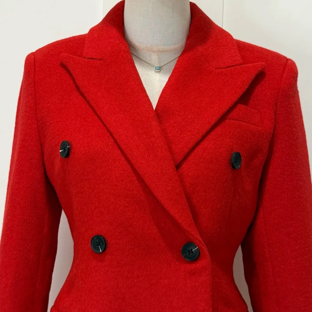 Avec Les Filles Hourglass Blazer Small Red Double Breasted Wool Chic Valentines - Image 9