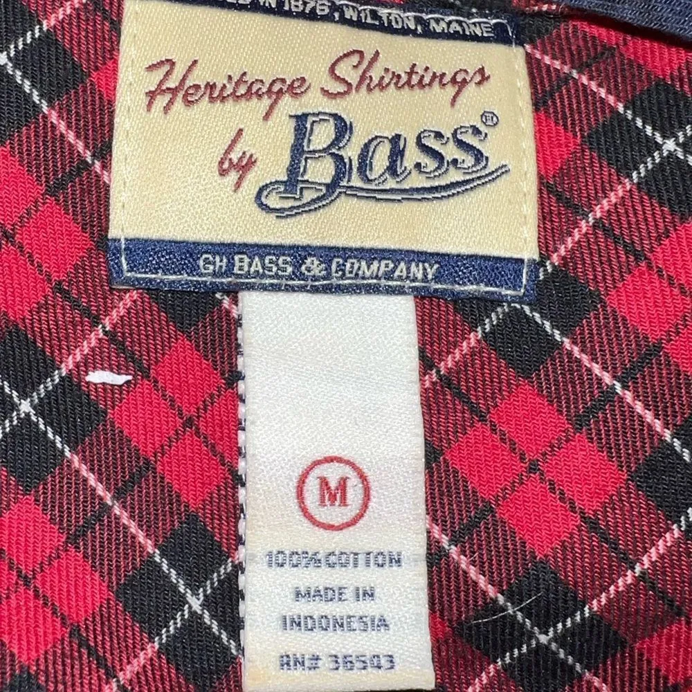 Bass heritage shirting red tartan plaid button up blouse Size M - Image 7