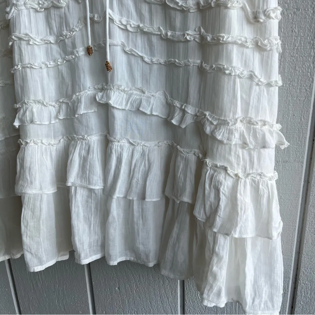 Free People Darcy Ruffled Mini Babydoll Dress in Ivory Size S - Image 5