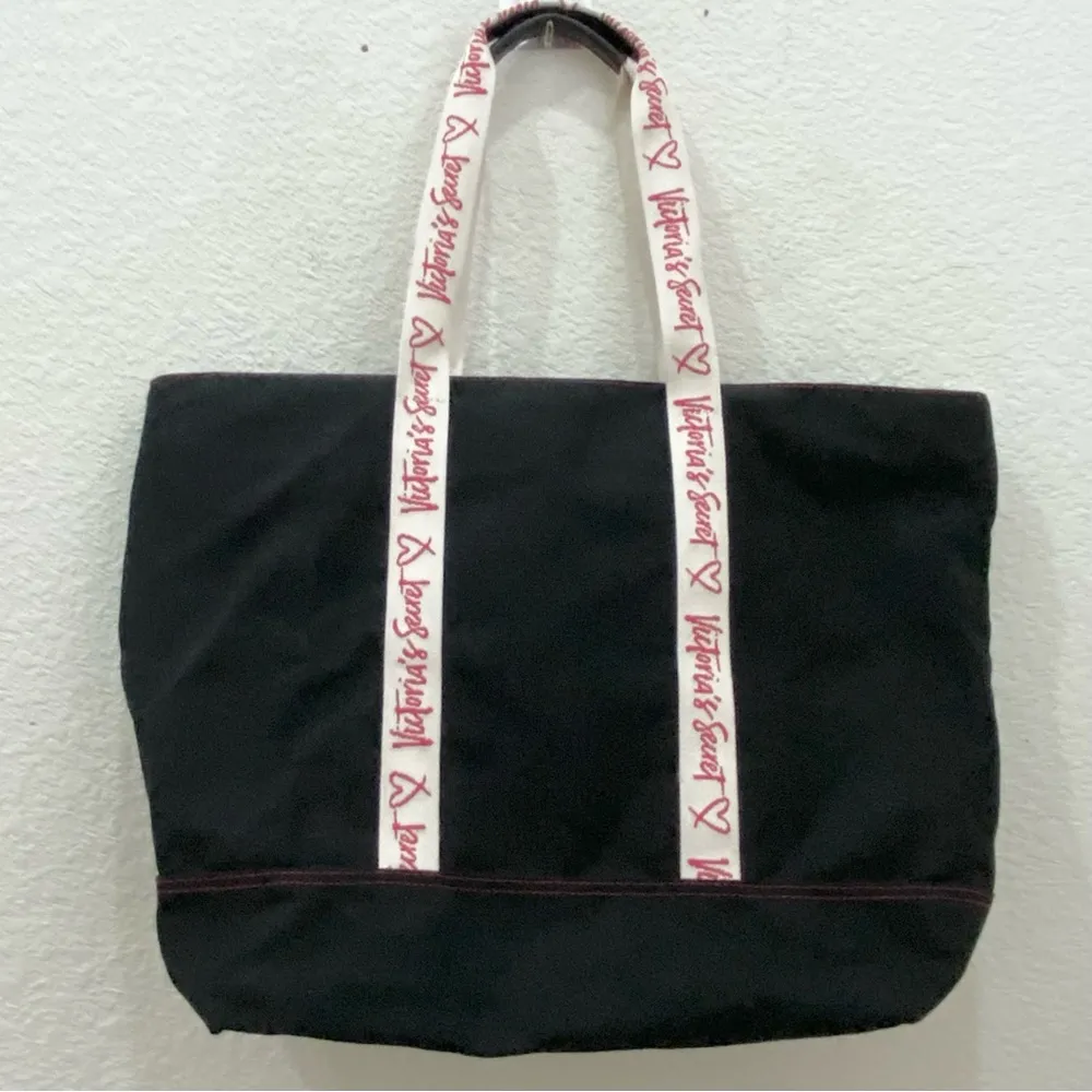 VICTORIA’S SECRET Black Canvas Contrast Logo Strap Tote Bag - Image 12