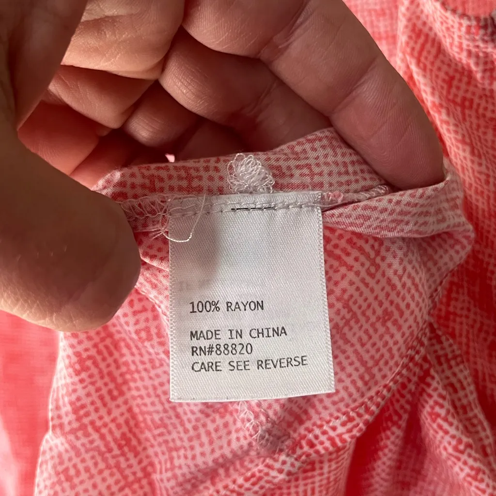 Anne Carson Coral Pink Sleeveless V-Neck Blouse Women’s Size 1X - Image 6