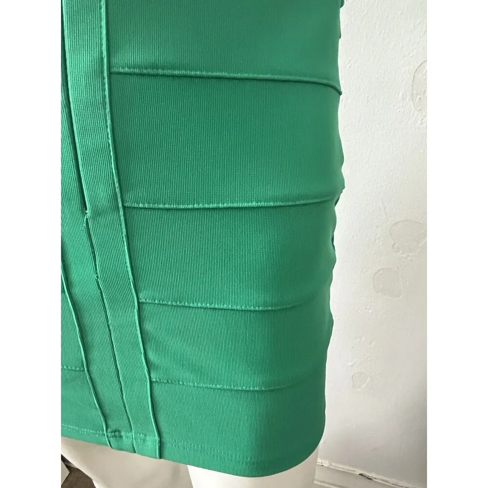 Y2K Tobi Green V Neck Bandage polyester stretch curve hugging Bodycon Dress M - Image 8