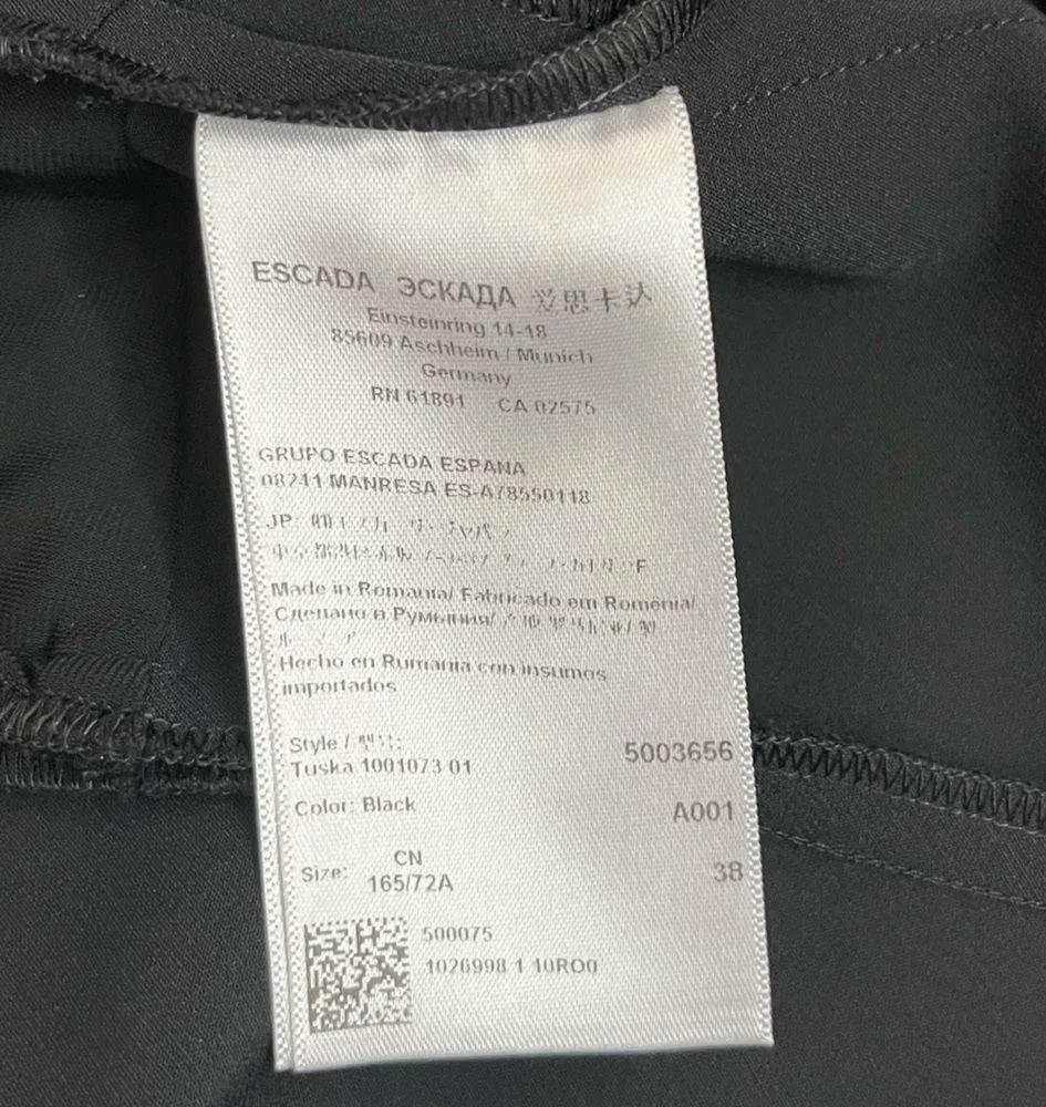 Escada Tuska Black Stretch Slim Pants Sz 38 (US 8) EUC Professional Seams Taper - Image 14