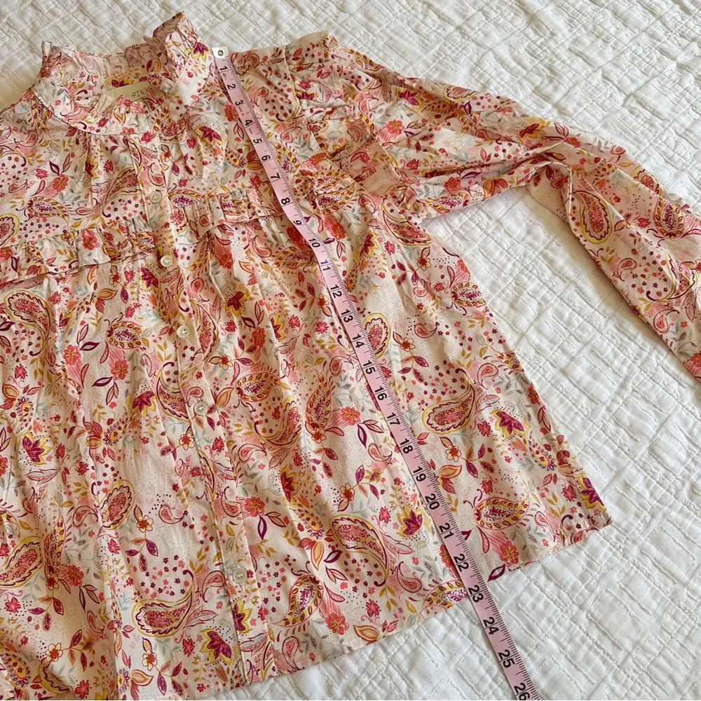 Pinch Floral Paisley Print Ruffle Long Sleeve Blouse Large NWT NEW Pink - Image 3