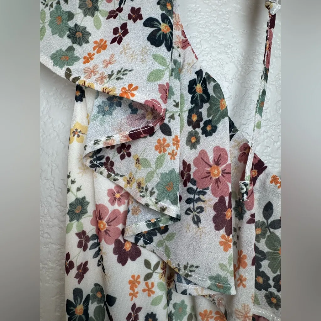 Revolve Tularosa Naya Ruffle Midi Dress in Ivory Floral size Small - Image 16