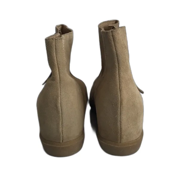Maiden lane leather suede beige side zip up wedge ankle boots size 8.5 ladies - Image 6