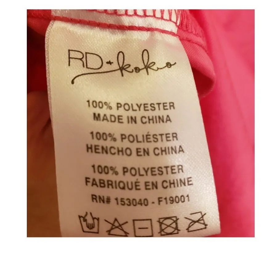RD Koko Tie Front Blouse Hot Pink‎ 3/4 Sleeve Top Career Casual Party NWT Pink Size M - Image 9