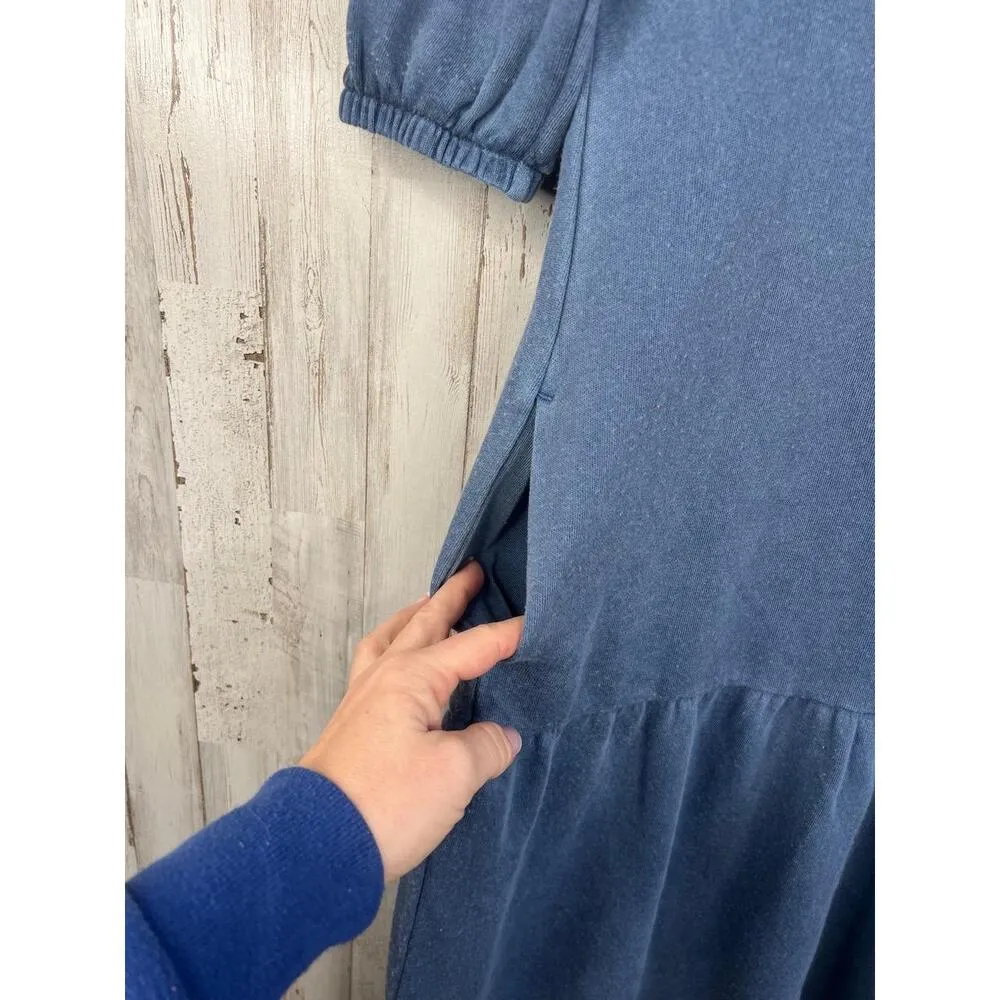 Caslon Casual Blue Dress Short Puff Sleeves Round Neck Size XXS Pockets - Image 6