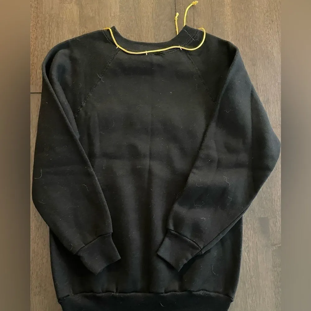 VINTAGE 80s‎ Handmade Tultex Festive 3D Crewneck Sweater Bear School - Image 3