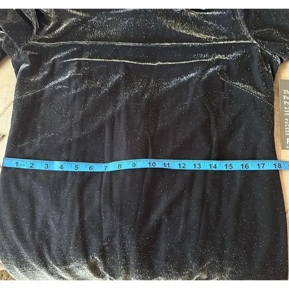 leslie fay 90 all black shimmery mid dress size 12P - Image 6