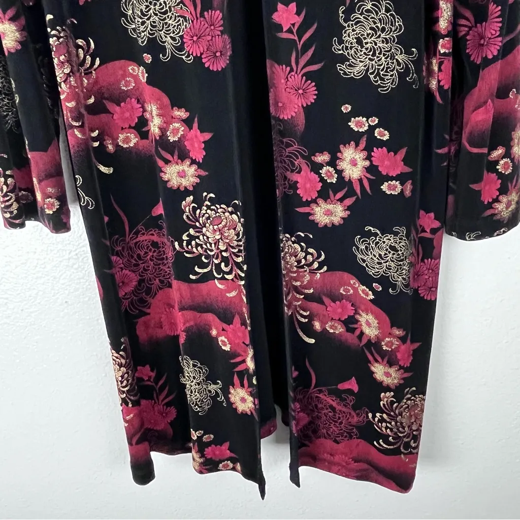 MIRASOL Black Floral Long Sleeves Single Button Slinky Y2K Cardigan Size Large - Image 10
