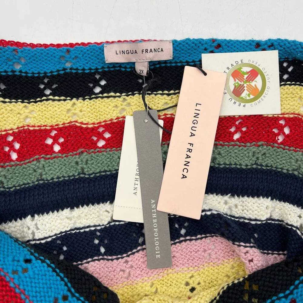 Anthropologie Lingua Franca Marathi Pointelle Sweater Tank Top Blue Size 2X - Image 3