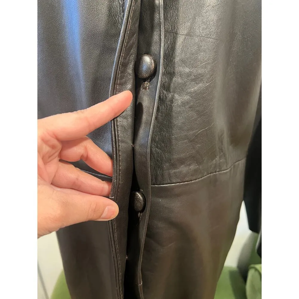 Bettina Rizzi Buenos Aires Brown Soft Long Leather Minimalist Jacket size S/M - Image 9