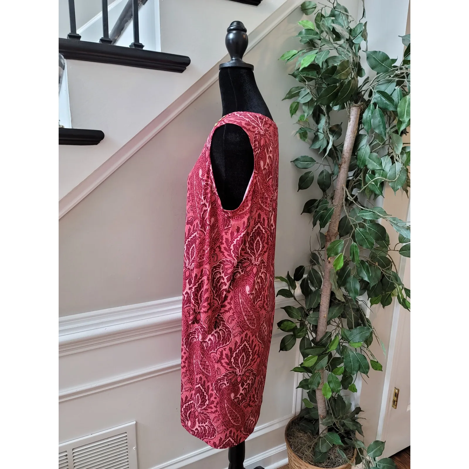 Michael Michael Kors Shirt Dress Women's Large Red Pink Polyester Long Sleeves - Image 6