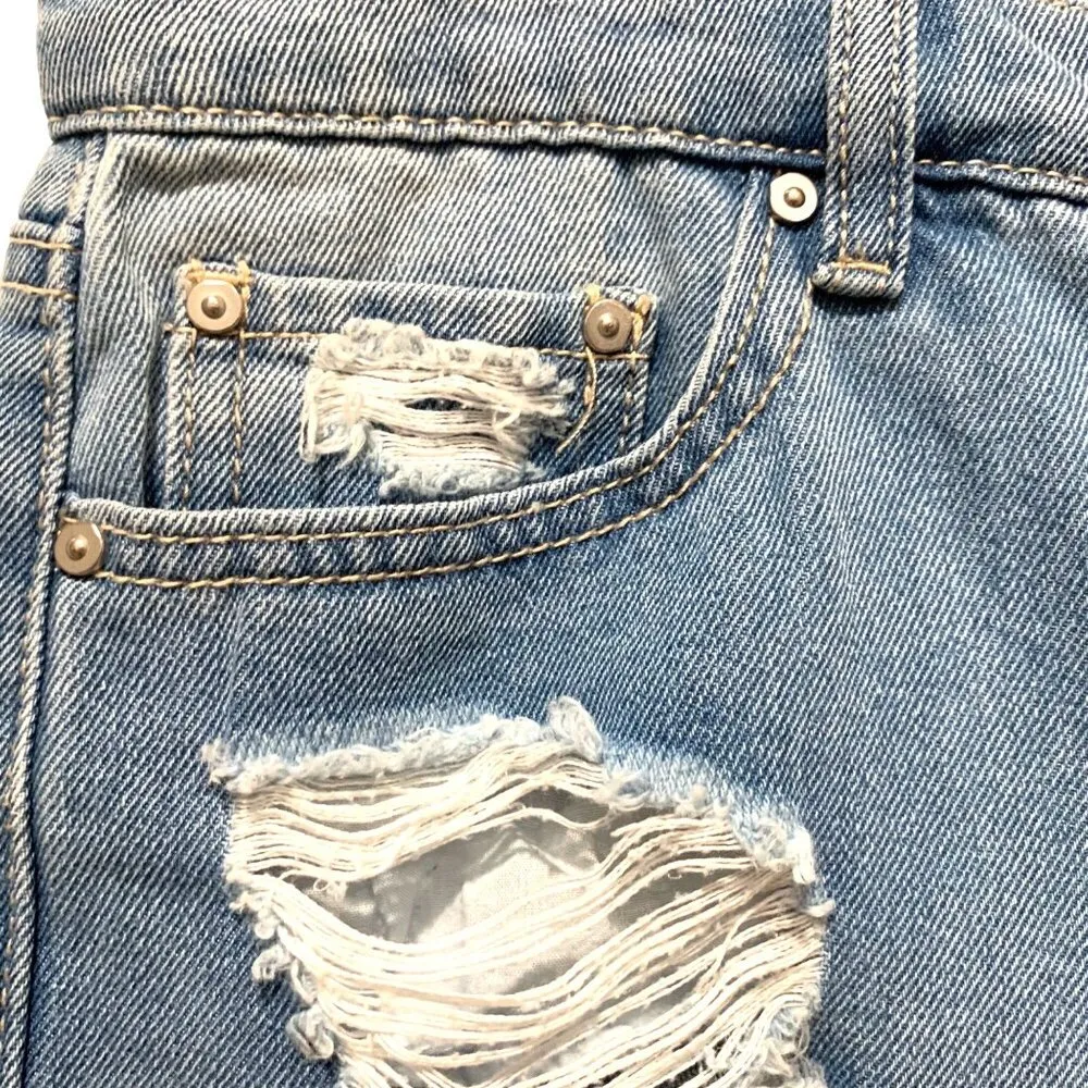 Indigo Rein High Rise High Waist Jean Shorts Cutoffs Distressed Retro Size 7 27 - Image 4