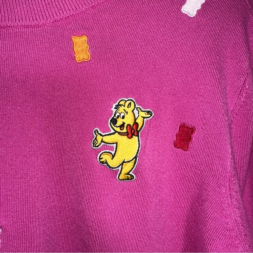 HARIBO Embroidered Gummy Bear Sweater Hot Pink Women’s Size XL Novelty Fandom - Image 5