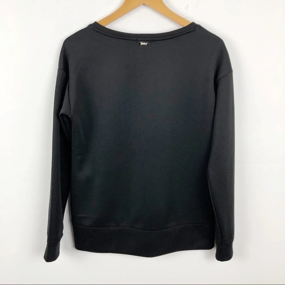 Juicy Couture Juicy! Sequin Black Scuba statement Sweatshirt Medium - Image 11