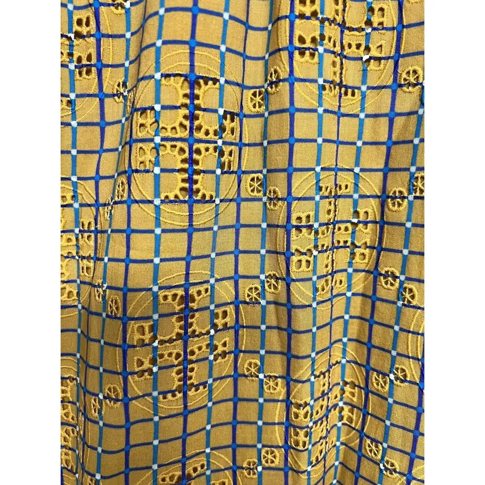 Tory Burch Broderie Anglaise Printed Artist Dress Yellow Women’s Size 12 - Image 8