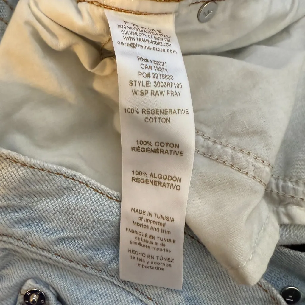 Frame The Lax Wisp Raw Fray Flare Wide Leg Denim Jeans Women's 29 Blue $298 NWOT - Image 15