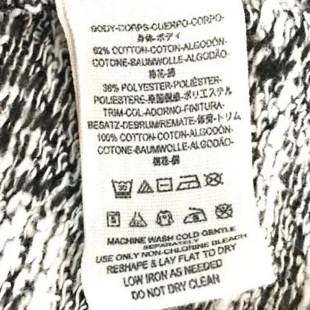 FREE PEOPLE SANTA FE BLACK WHITE KIMONO ZIPPERED OVERSIZED HOODIE LARGE L - Image 9