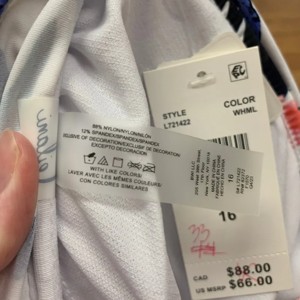 Leilani Floral Tankini Top Women Size 16 Swimsuit Ruched Halter White Pink Green - Image 6