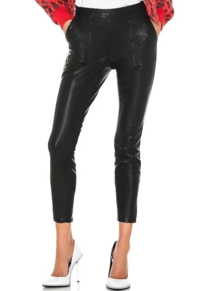 Blank NYC Vegan Leather Pants Ankle Moto Zipper Faux Black NWT 30 - Image 4