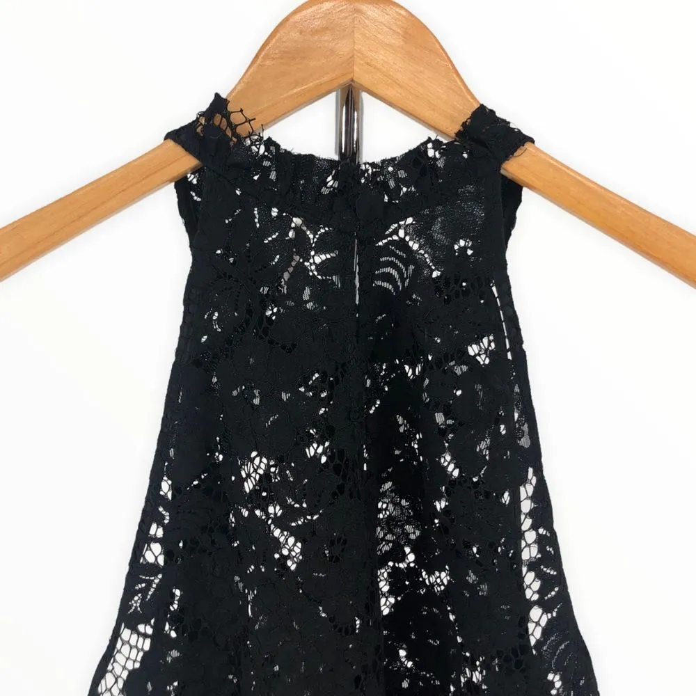 Free People Black Sweet Meadow Dreams Lace Sleeveless High Neck Top size Small - Image 6