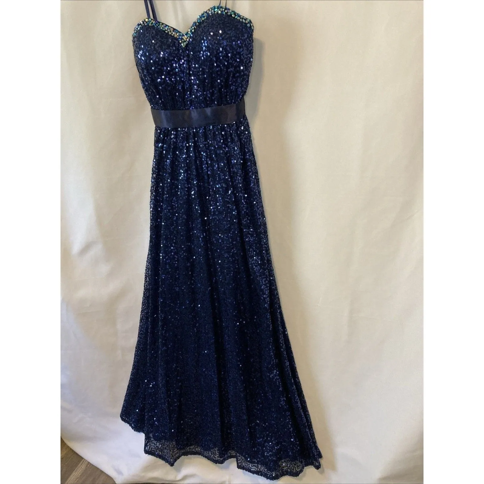 La Femme Formal Dress Sequin Gown 0 Navy Dark Blue Prom Ball Gala Quinceara Hoco - Image 2