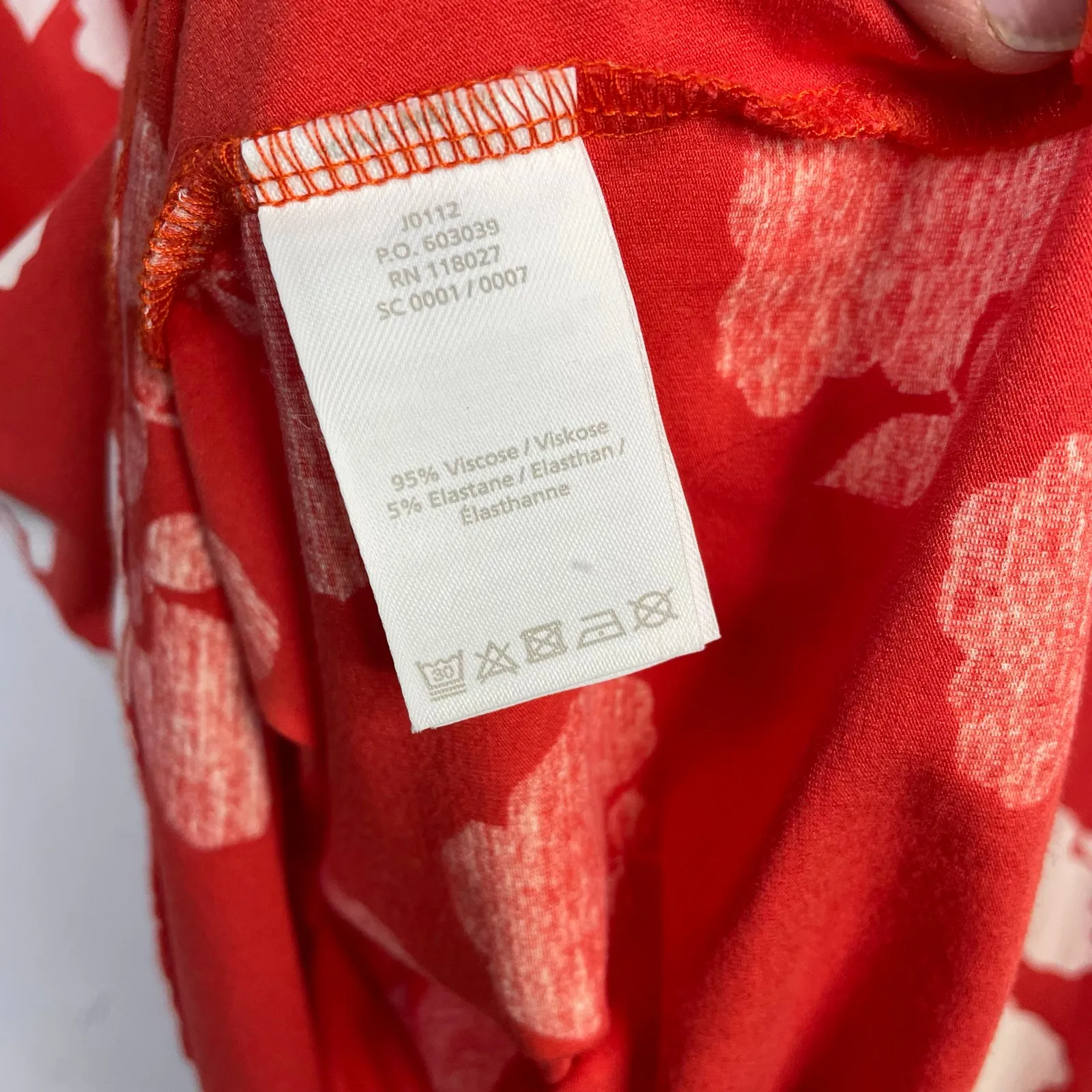 Boden Miriam Jersey Knit Bell Sleeve Mini Dress Orange Red Floral Womens 16 - Image 12