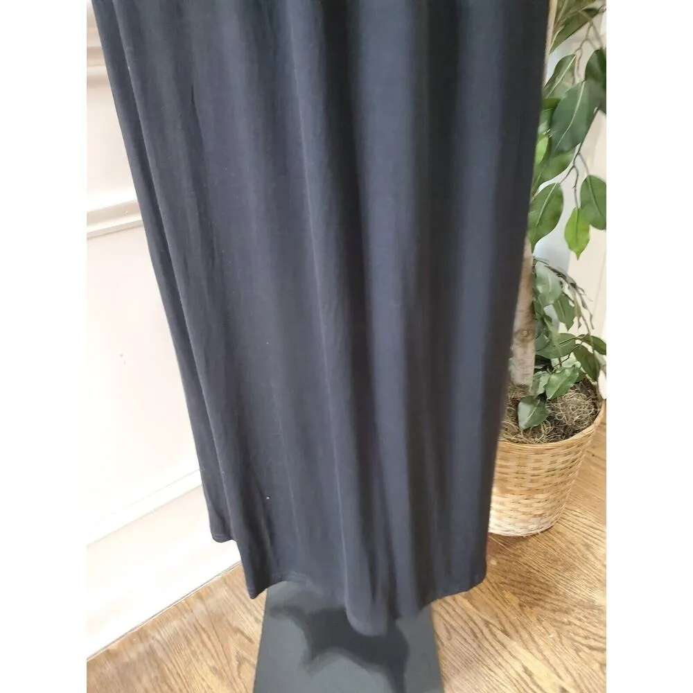 Grecerelle Women's Black Solid Rayon Round Neck Sleeveless Long Maxi Dress Large - Image 4