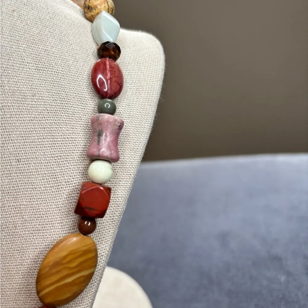 J King DTR Handcrafted Natural Stone Adjustable Necklace | Artisan Jewelry Green - Image 5